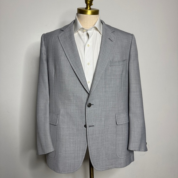 1960s Vtg Hart Schaffner Marx Jack Nicklaus 44R Grey Two Button Blazer Mens